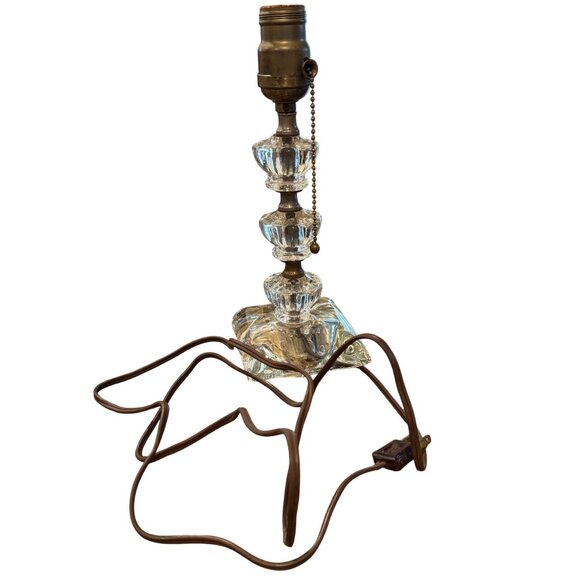 Crystal Door Knob Ashtray Brass Table Lamp Vintage Pull Chain 10.5” Cottagecore - Picture 16 of 16